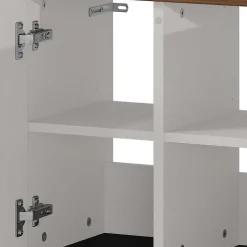 Badeinrichtung in Hellgrau mit Nussbaum - Dolida (vierteilig)