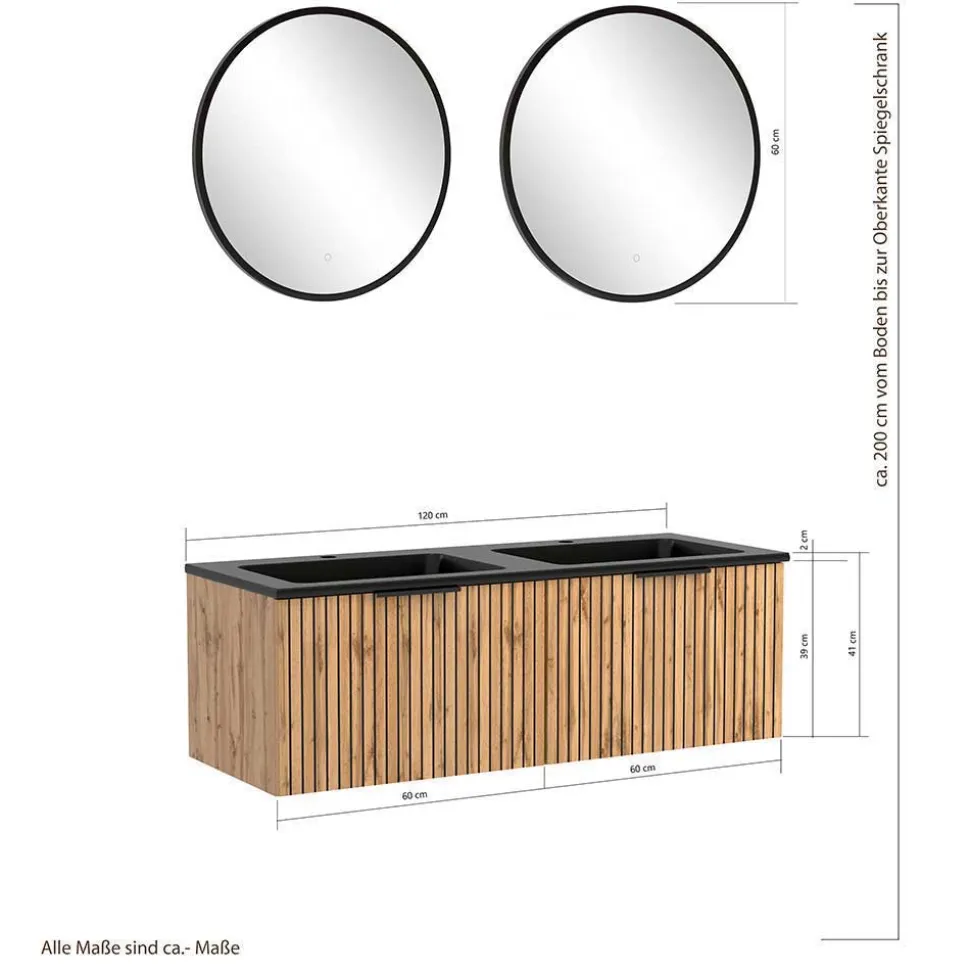 Badeinrichtung inkl 2er Waschtisch Set - Crystoga (vierteilig)