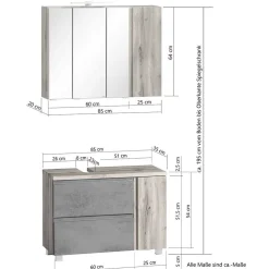 Badeinrichtung Möbel Kombination - Jambi (dreiteilig)