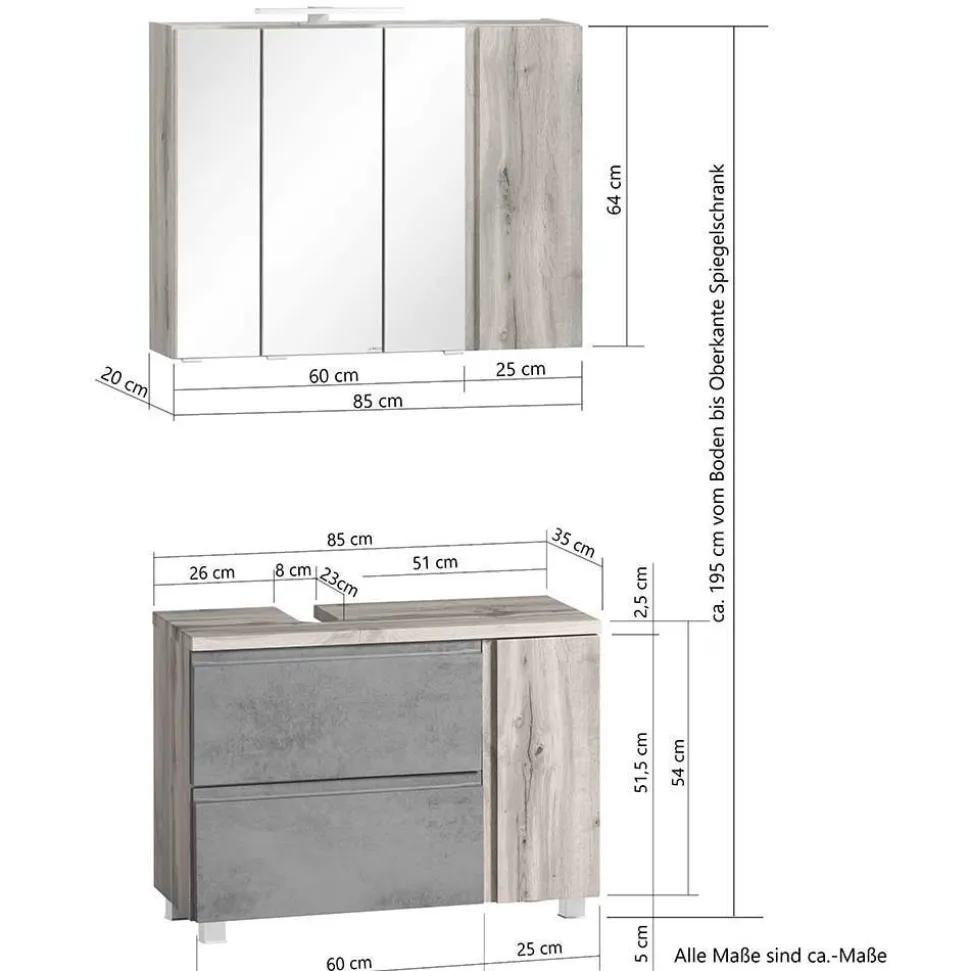 Badeinrichtung Möbel Kombination - Jambi (dreiteilig)