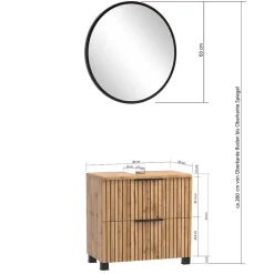 Badeinrichtung mit Lichtspiegel Set - Crystoga (vierteilig)