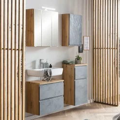 Badeinrichtung Set in Beton Optik - Mia (vierteilig)