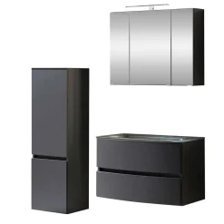 Badeinrichtung Set in Dunkelgrau - Natarivos (dreiteilig)