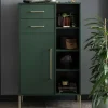 Badezimmer Highboard in Dunkelgrün & Gold - Aqua