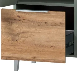 Badezimmer Highboard in Graugrün und Eiche - Liz