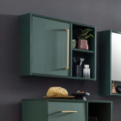 Badezimmer Hängeschrank in Dunkelgrün & Gold - Aqua
