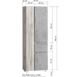 Badezimmer Hochschrank breit mit drei Türen - Eight