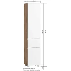 Badezimmer Hochschrank in mattem Weiß - Eight