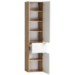 Badezimmer Hochschrank in mattem Weiß - Eight