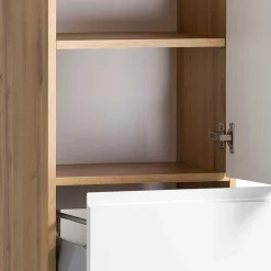 Badezimmer Hochschrank in mattem Weiß - Eight