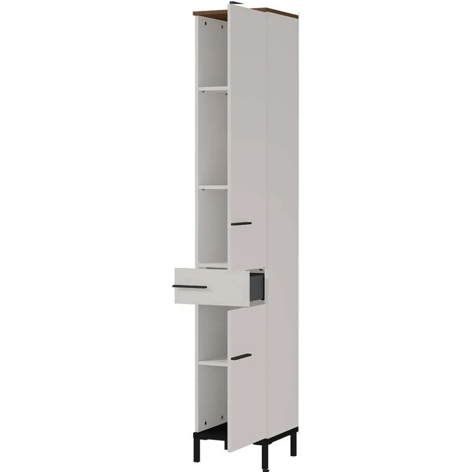 Badezimmer Hochschrank in Hellgrau - Dolida