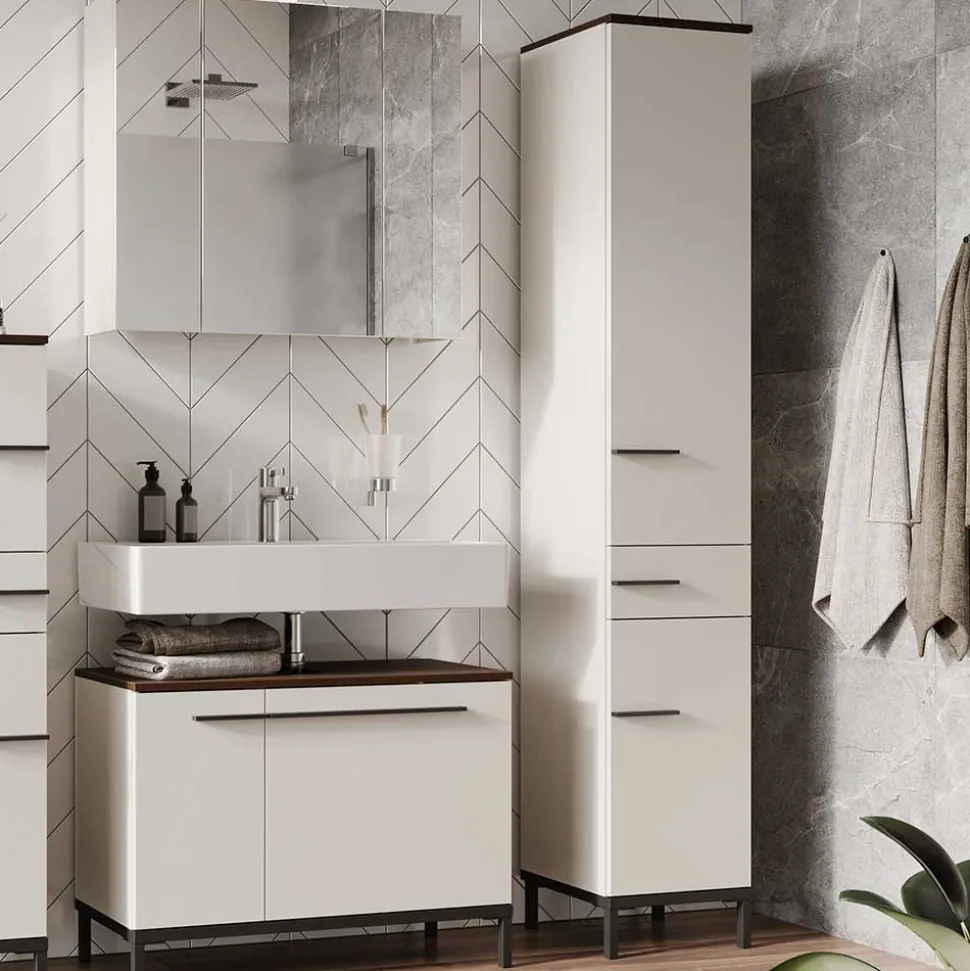 Badezimmer Hochschrank in Hellgrau - Dolida