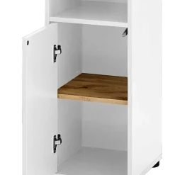 Badezimmer Hochschrank in Weiß mit Wildeiche - Alenta