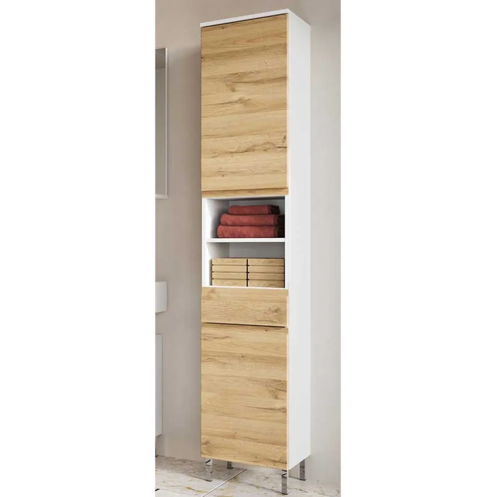 Badezimmer Hochschrank zweifarbig - Aspariavo