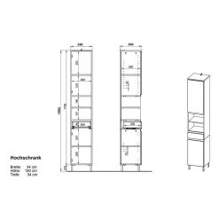 Badezimmer Hochschrank zweifarbig - Aspariavo