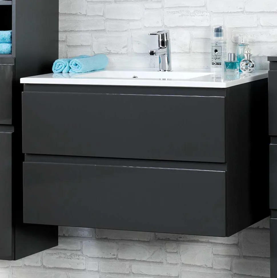 Badezimmer Kombination Blaxin mit 3D Spiegelschrank (vierteilig)