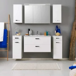 Badezimmer Kombination Sagunis in Weiß (sechsteilig)