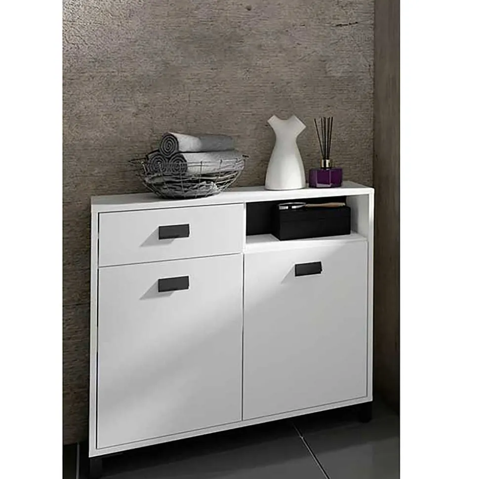 Badezimmer Kommode in Weiß mit Schwarz - Envaton