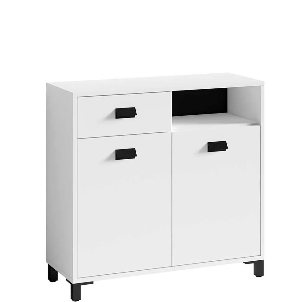 Badezimmer Kommode in Weiß mit Schwarz - Envaton