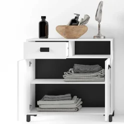 Badezimmer Kommode in Weiß mit Schwarz - Envaton