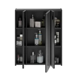 Badezimmer Möbelblock in Schwarz - Culina (fünfteilig)