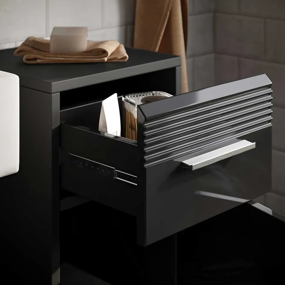 Badezimmer Möbelblock in Schwarz - Culina (fünfteilig)