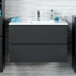 Badezimmer Möbelset Blaxin in Anthrazit Hochglanz (fünfteilig)