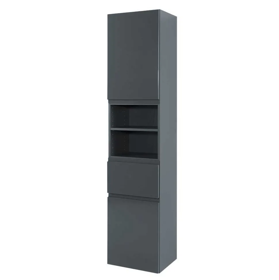 Badezimmer Möbelset Blaxin in Anthrazit Hochglanz (fünfteilig)