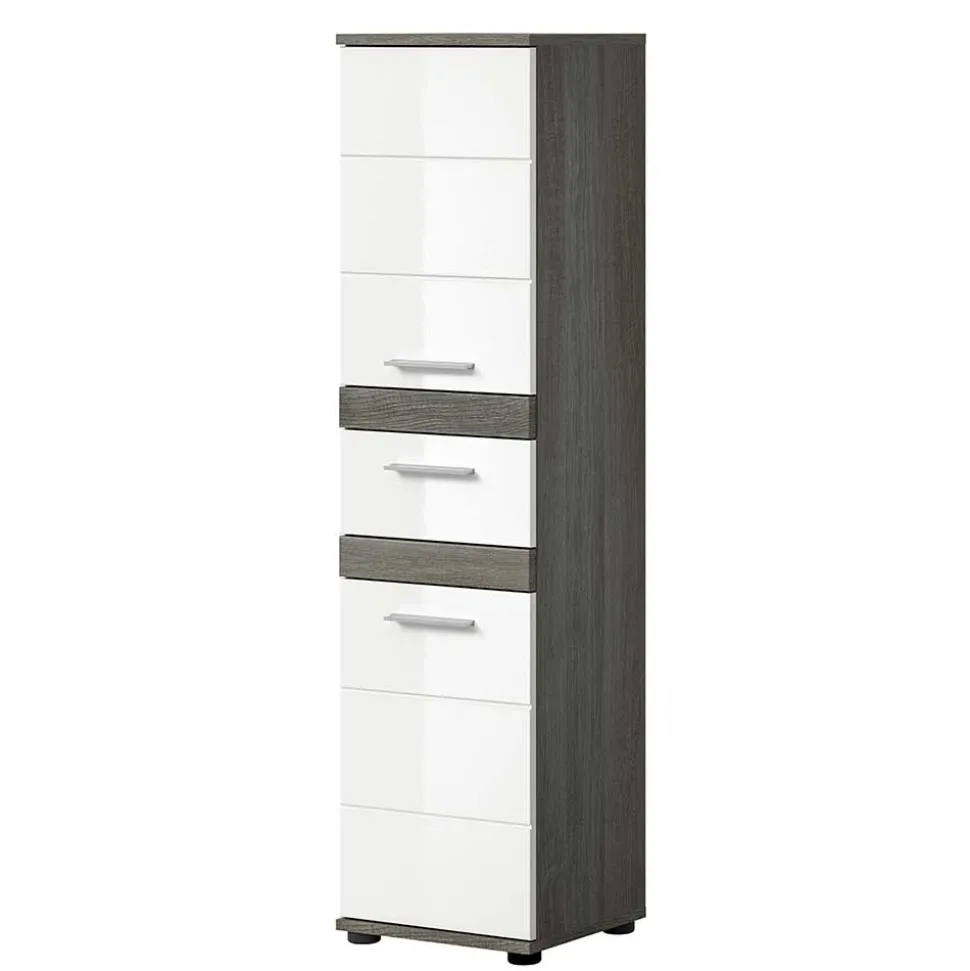 Badezimmer Midischrank in Weiß Hochglanz - Chapan