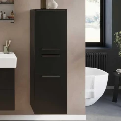Badezimmer Midischrank in Schwarz - Ostoro