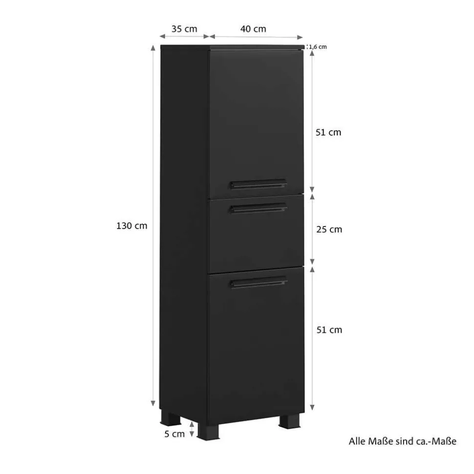 Badezimmer Midischrank in Schwarz - Ostoro