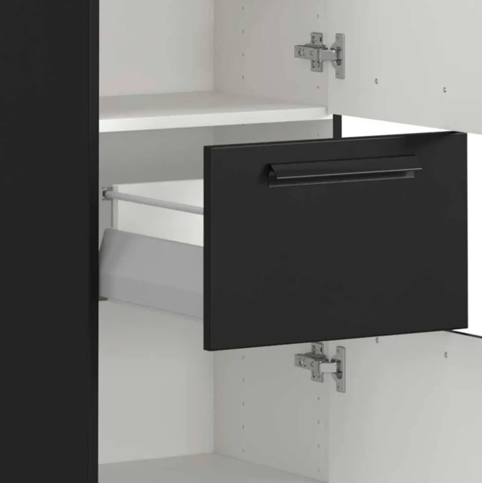Badezimmer Midischrank in Schwarz - Ostoro