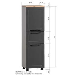 Badezimmer Midischrank in Dunkelgrau - Novelya