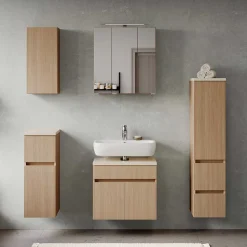 Badezimmer Midischrank in Eiche Hell - Vibulam