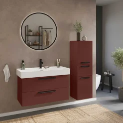 Badezimmer Midischrank in Dunkelrot - Exeler