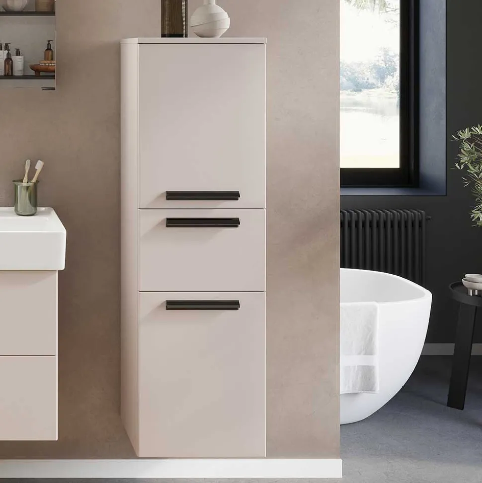 Badezimmer Midischrank in Hellgrau - Adendras