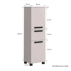 Badezimmer Midischrank in Hellgrau - Adendras