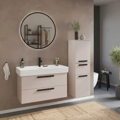 Badezimmer Midischrank in Hellgrau - Adendras