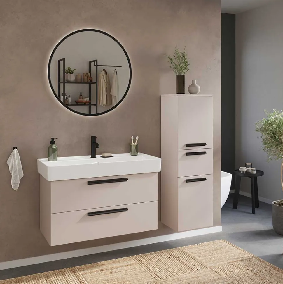 Badezimmer Midischrank in Hellgrau - Adendras