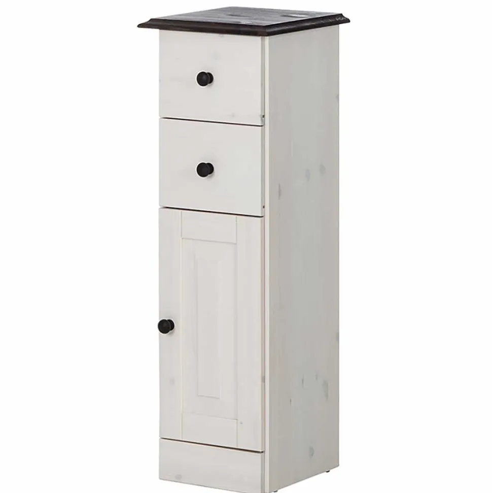 Badezimmer Schrank in Weiß mit Dunkelbraun - Malka