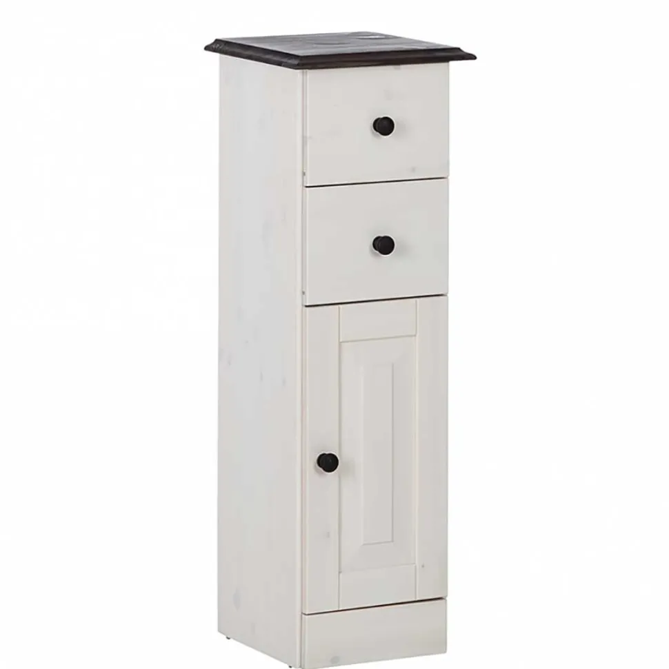 Badezimmer Schrank in Weiß mit Dunkelbraun - Malka