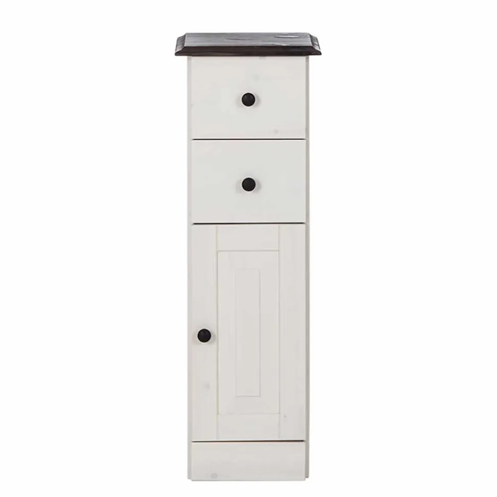 Badezimmer Schrank in Weiß mit Dunkelbraun - Malka