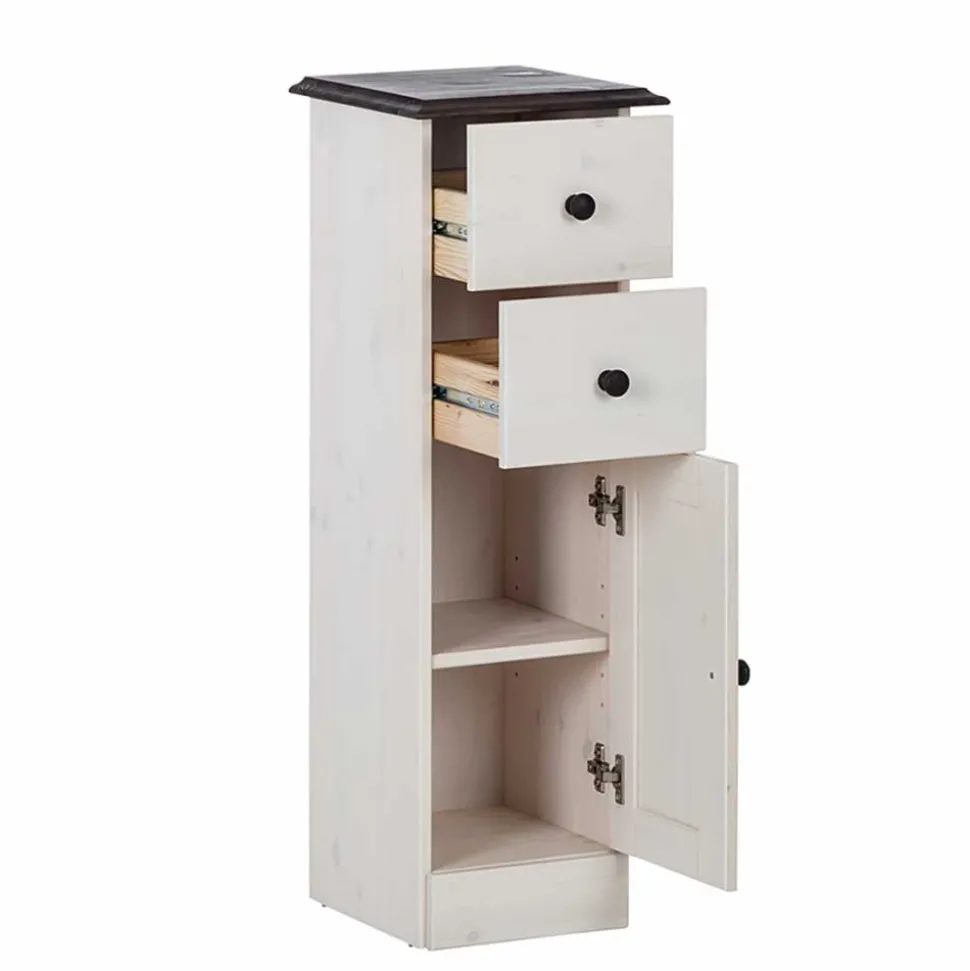 Badezimmer Schrank in Weiß mit Dunkelbraun - Malka