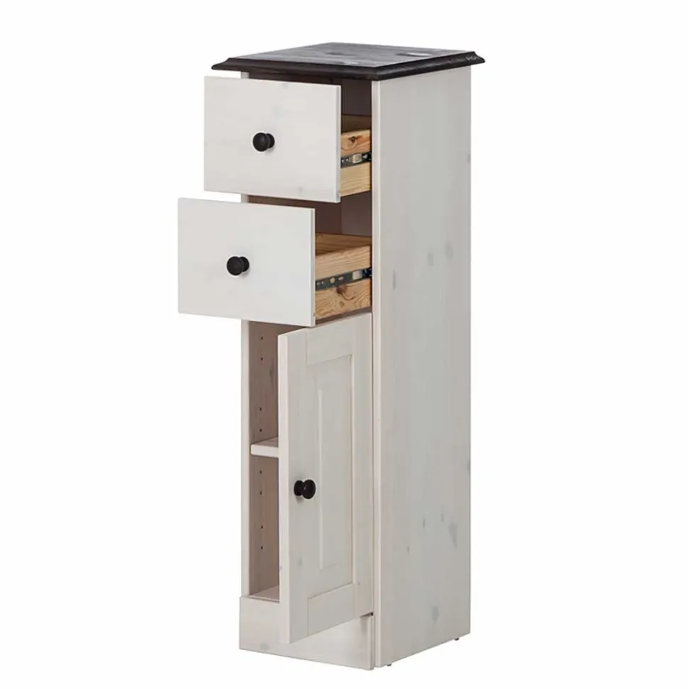 Badezimmer Schrank in Weiß mit Dunkelbraun - Malka