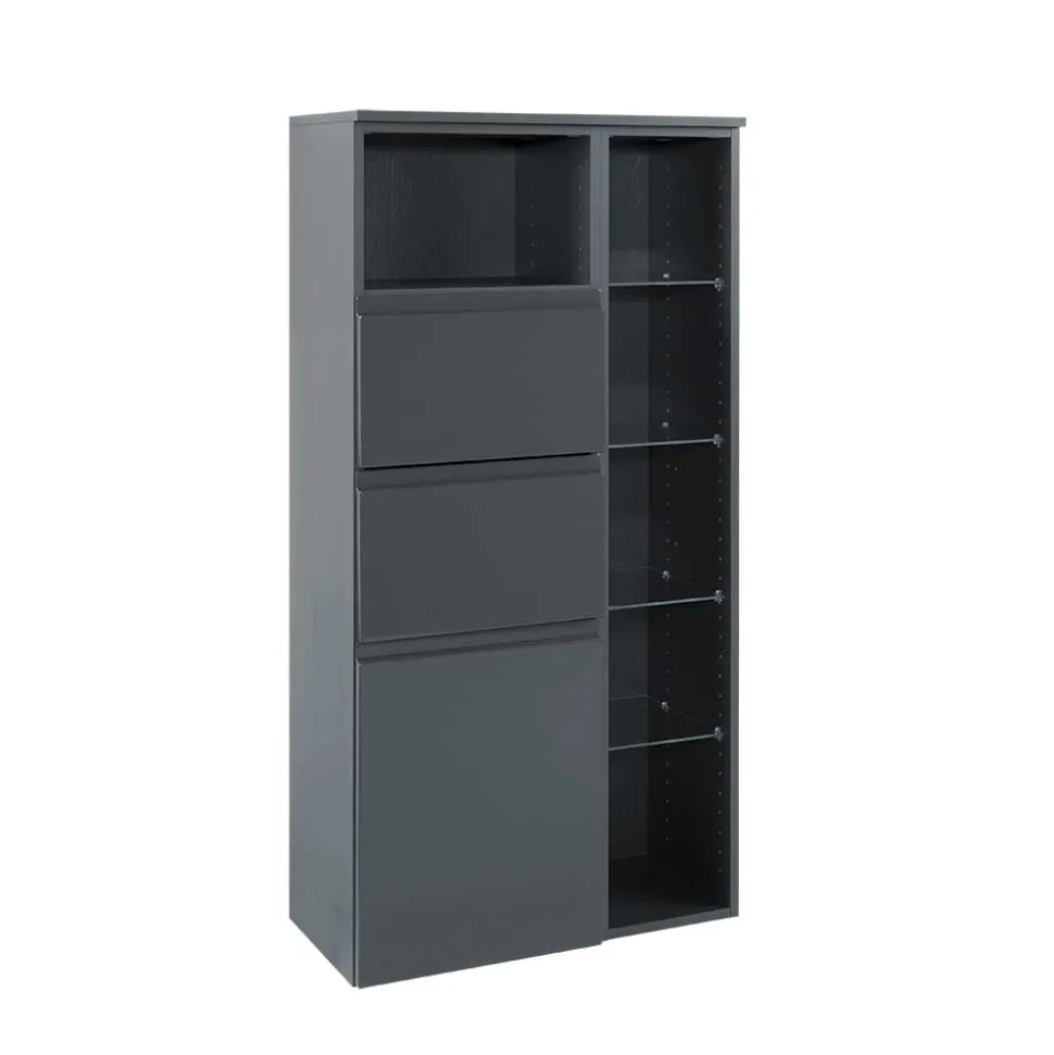 Badezimmer Seitenschrank Blaxin in Anthrazit Hochglanz