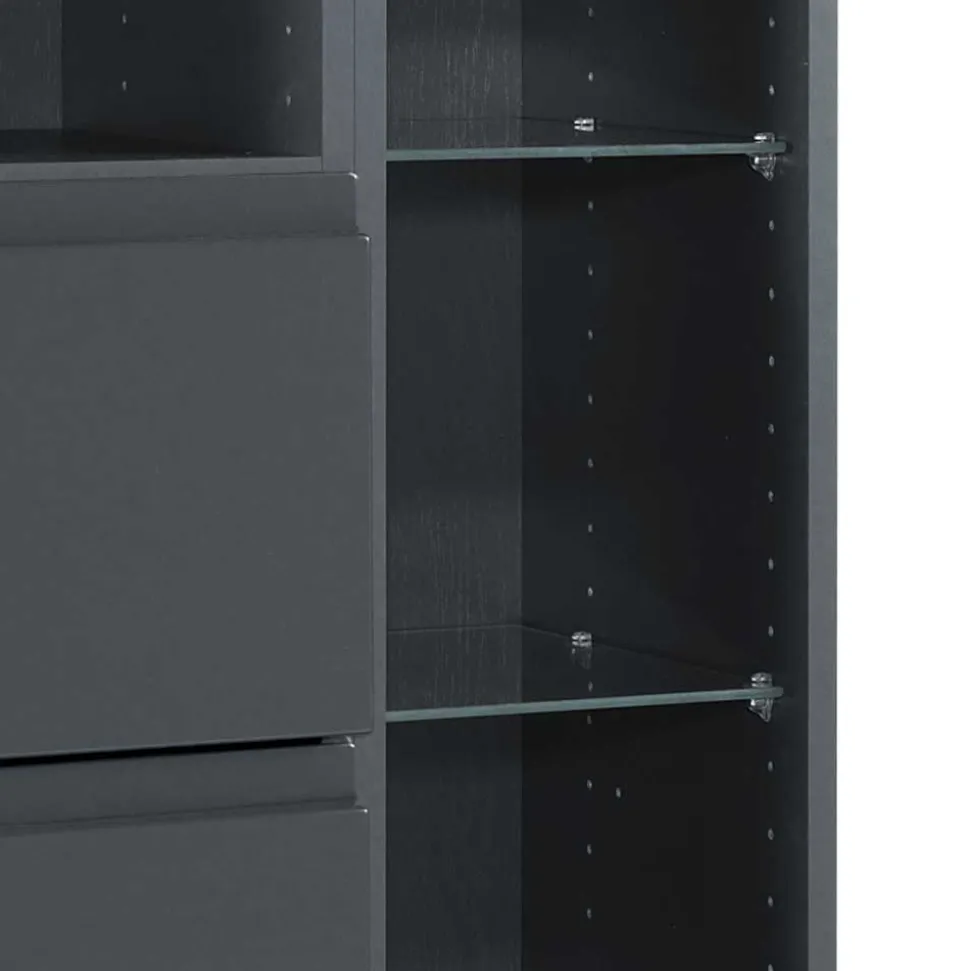 Badezimmer Seitenschrank Blaxin in Anthrazit Hochglanz