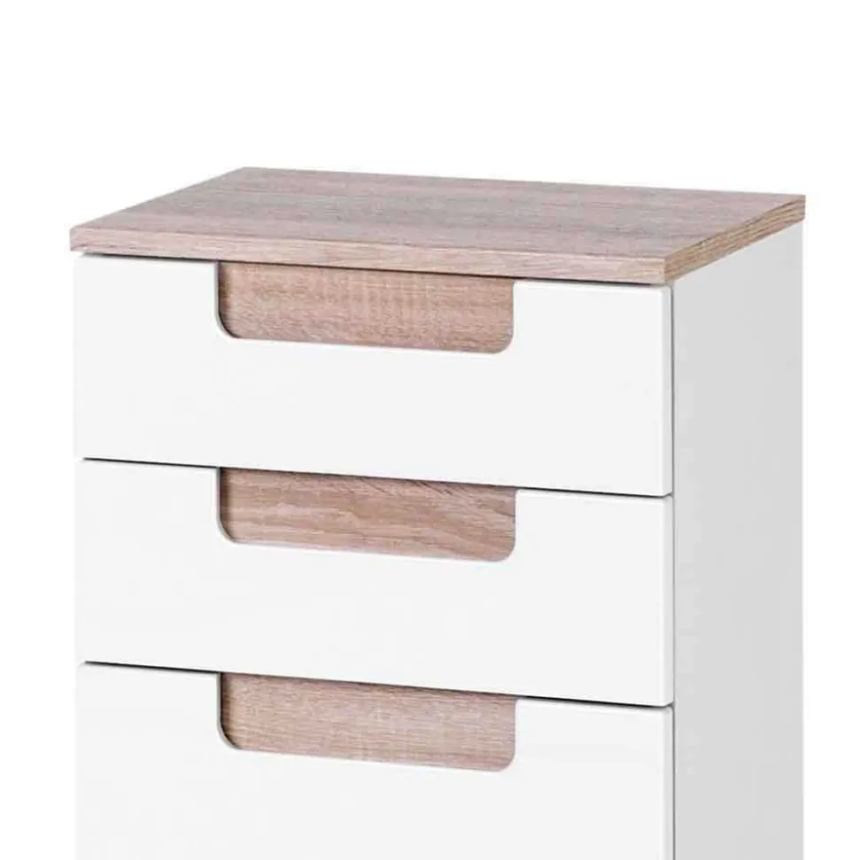 Badezimmer Seitenschrank Tymos in Weiß Hochglanz