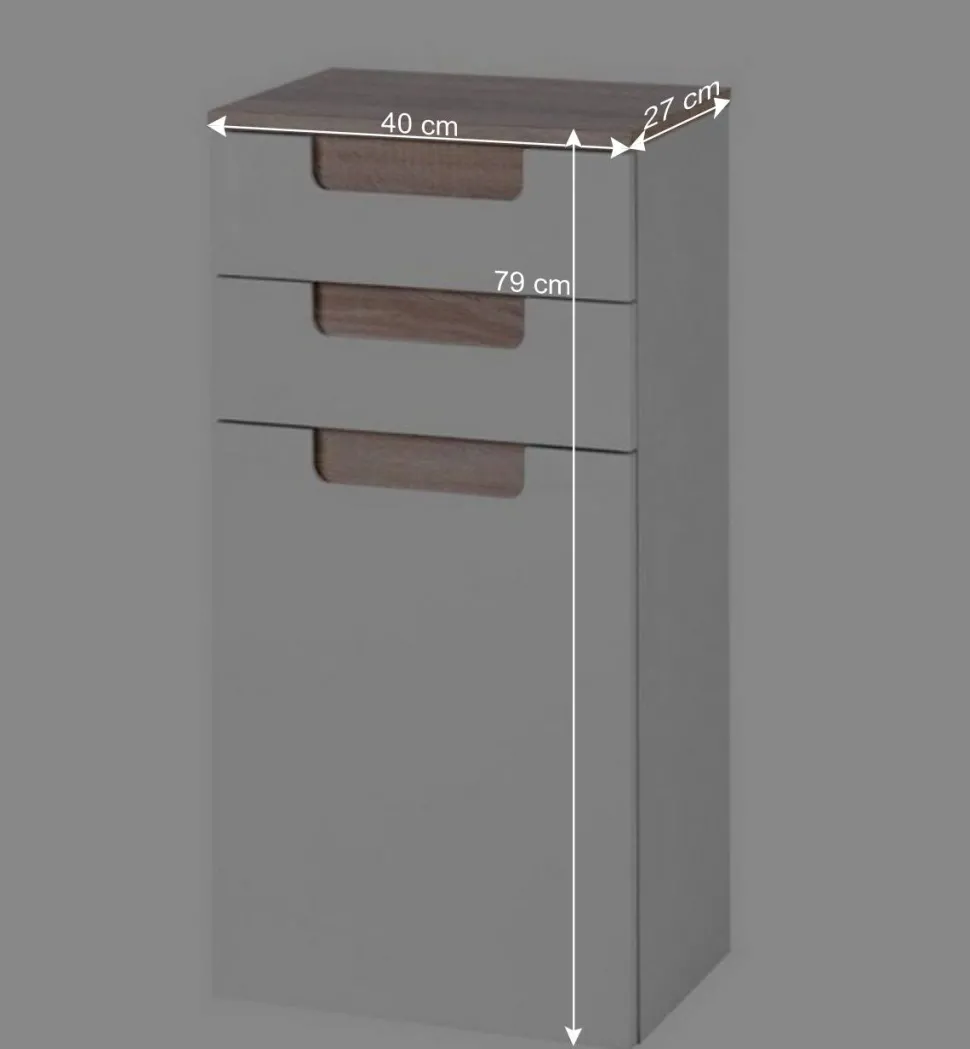 Badezimmer Seitenschrank Tymos in Weiß Hochglanz