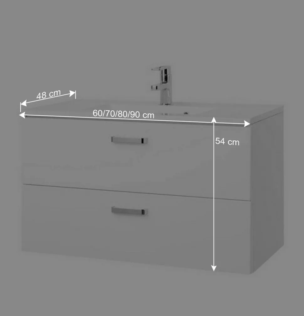 Badezimmer Set Sagunis in Weiß Hochglanz (fünfteilig)