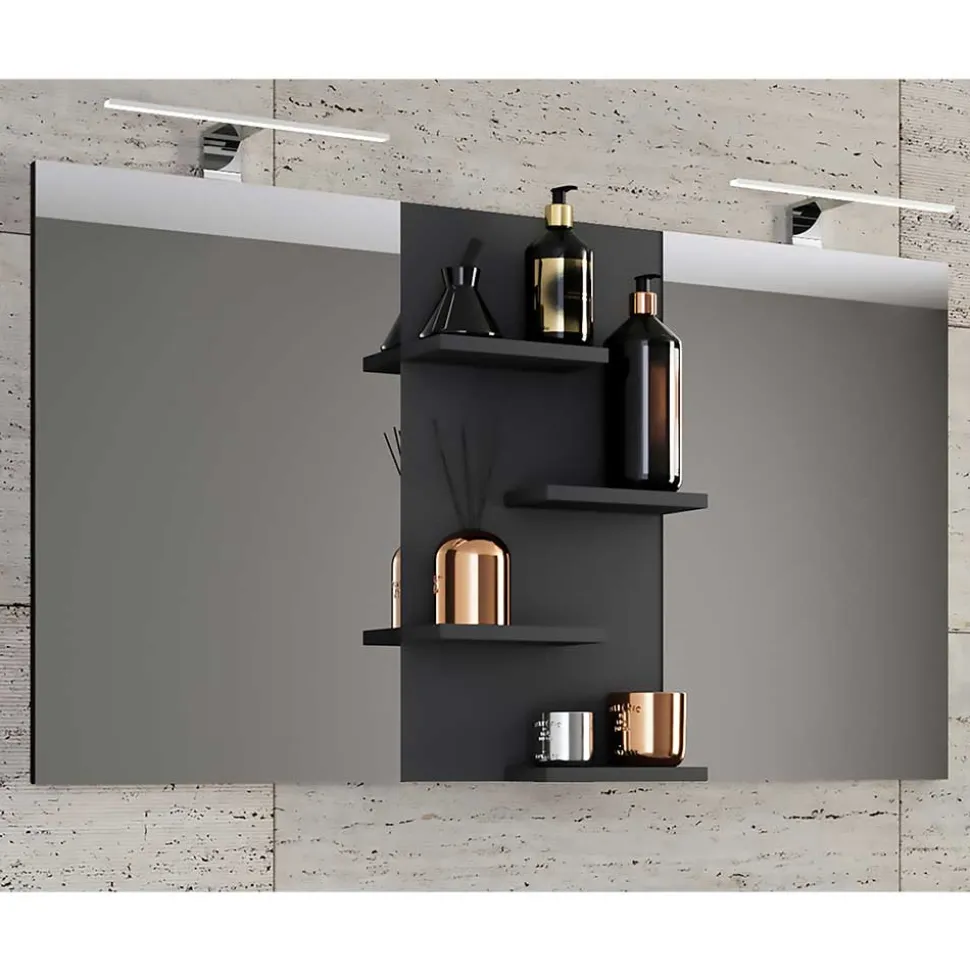Badezimmer Spiegel mit Regal in Schwarz - Alberta
